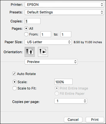 chrome printer settings for mac